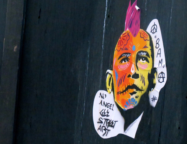 A PUNK VERSION OF PRESIDENT OBAMA CREATED I N THE EAST END BY GEE STREET ARTIST