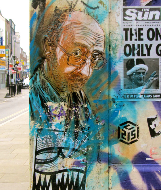 STENCIL PORTRAIT MADE IN THE EAST END BY FRENCH STREET ARTIST C215