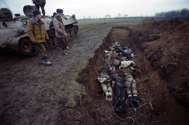 A mass grave in Chechnya