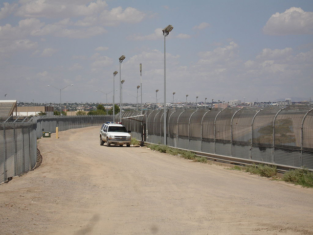 The United States border fence near El Paso, Texas