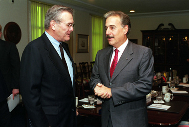 Fmr. Secretary of Defense Donald Rumsfeld Meeting with Fmr. Colombian President Andres Pastrana