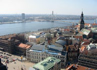 A bird's eye view of Riga, Latvia. Russian aliens compose nearly 15% of the country's population.
