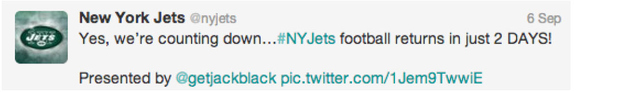 Figure 3. Example of Jets Promotional and Advertisement Tweet