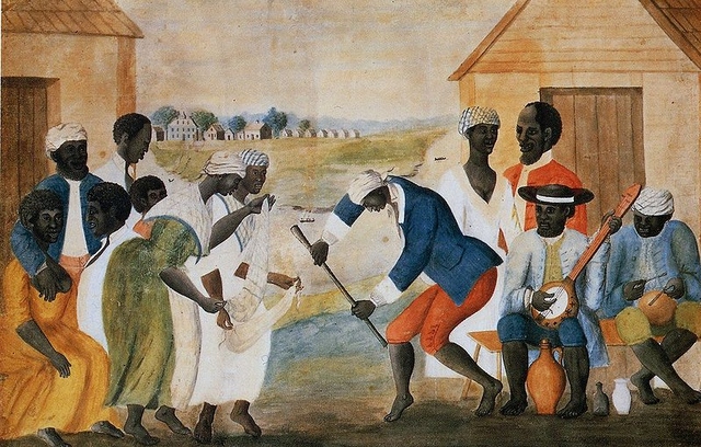 Slave dance on southern plantation