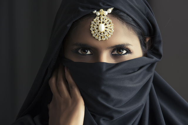 Indian Muslim woman in head scarf