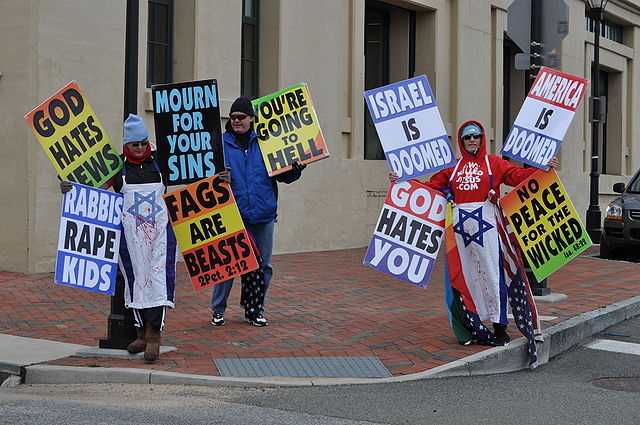 Members of the Westboro Baptist Church demonstrating outside a Virginia museum in 2010.