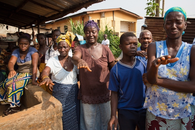 Ebola mourners in west africa