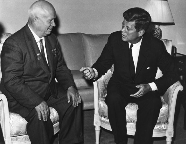John F Kennedy meeting with Soviet Premier Nikita Khrushchev in Vienna in 1961